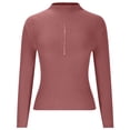 thumbnail image 6 of Htigea Women's Mock Turtleneck Long Sleeve Shirts Ribbed Knit Pullover Sweater Lightweight Stretch Slim Base Layer Top Hot Pink M, 6 of 8