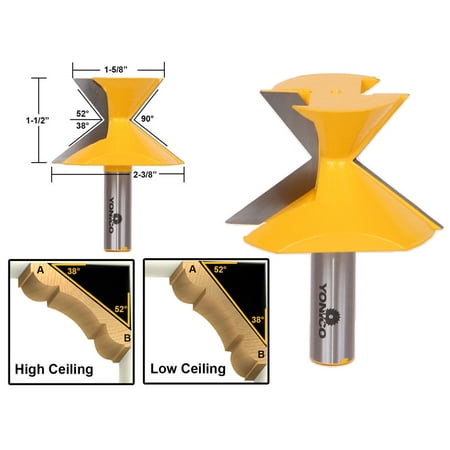 

52°/38° Crown Molding Router Bit - 1/2 Shank - Yonico 16143