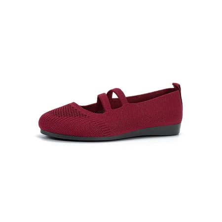 

Gomelly Ladies Walking Shoe Non-Slip Flat Shoes Comfort Flats Low Top Loafers Womens Women Moccasins Wine Red 5.5