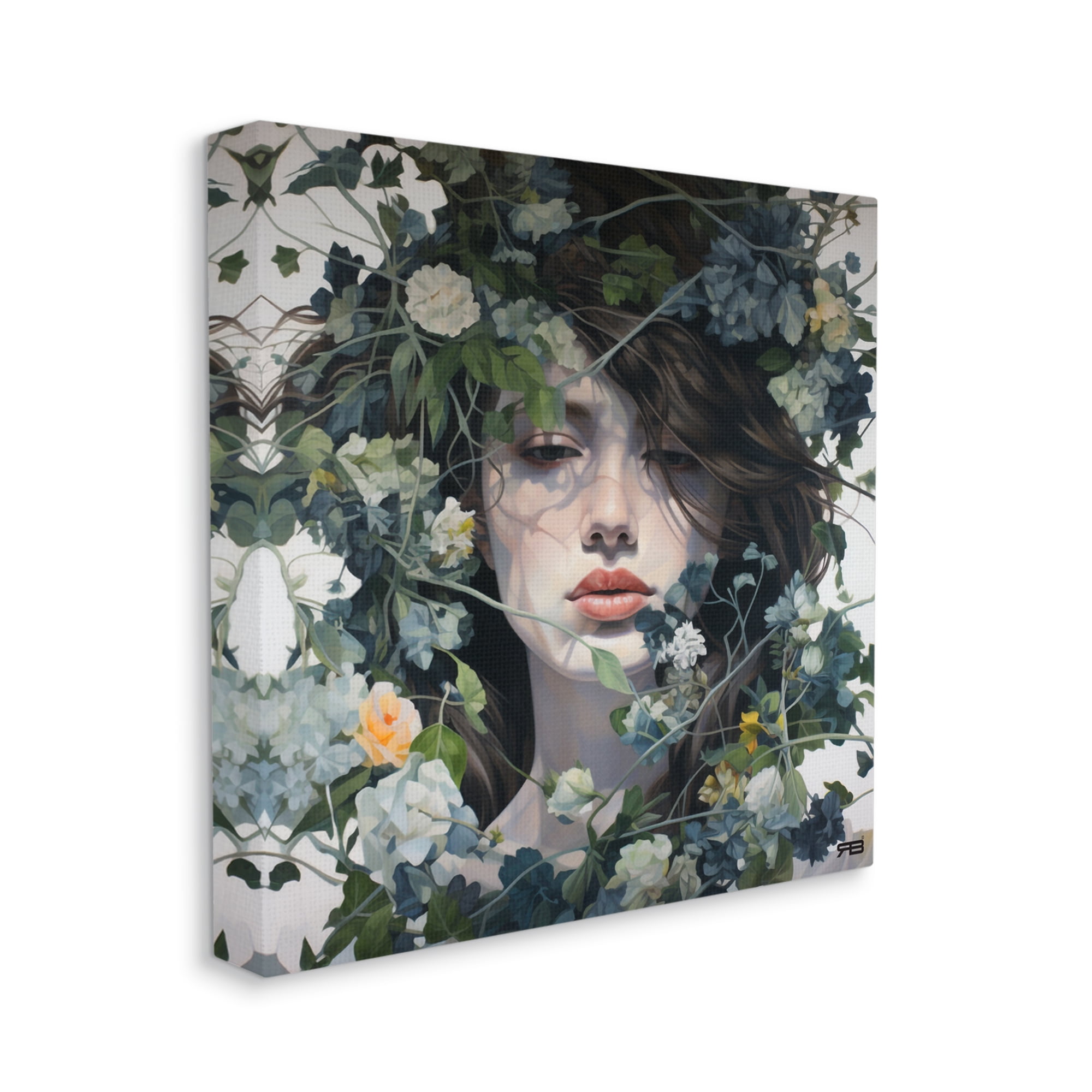 Stupell Industries Woman with Green Blossoms Botanical & Floral Painting Gallery Wrapped Canvas Art Print Wall Art, 30 x 30
