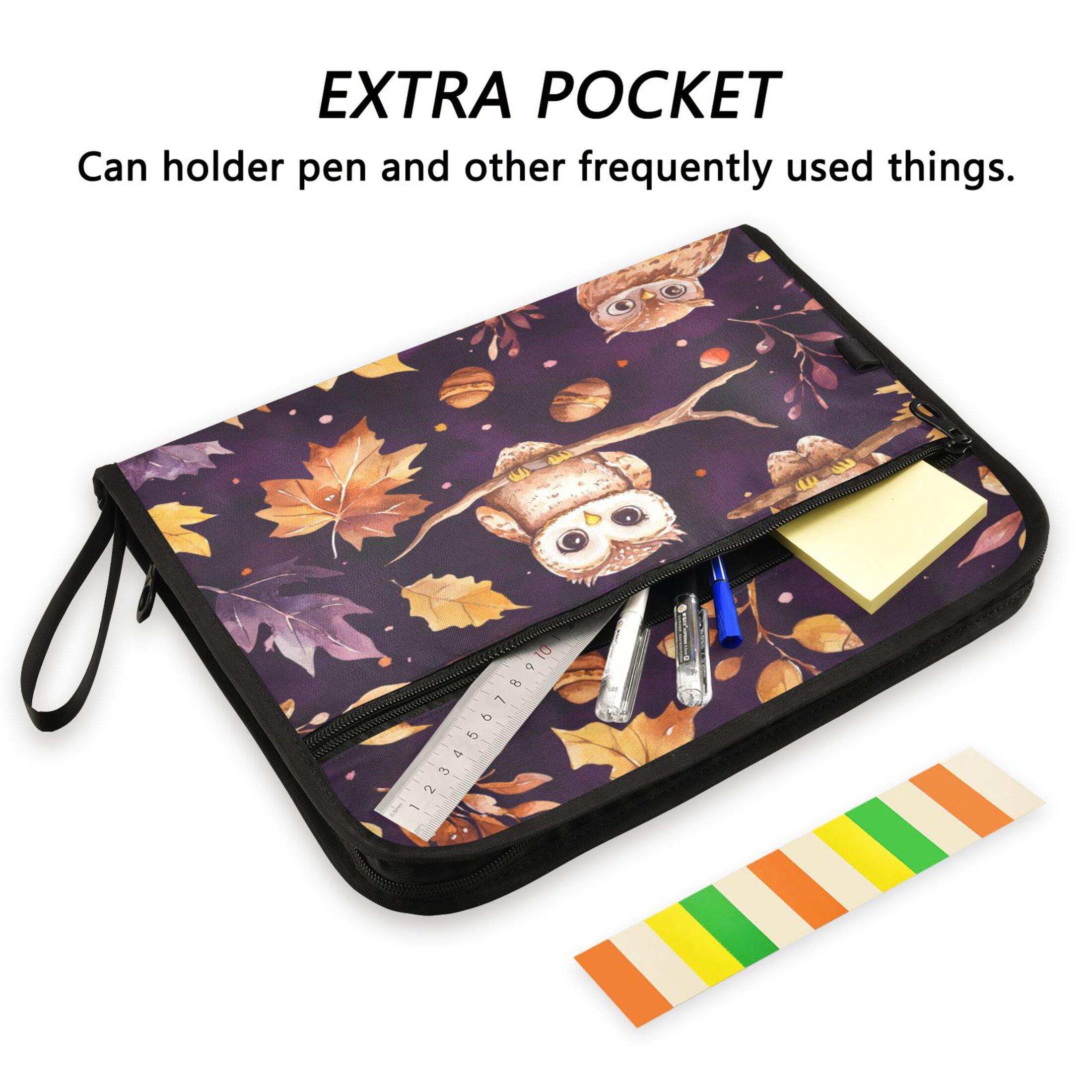 WOBOGO Adorable Baby Owls and Acorns Pattern Expanding File Folder Letter Size Accordion Filing Organizer 13 Pocket Separate Organ Pocket