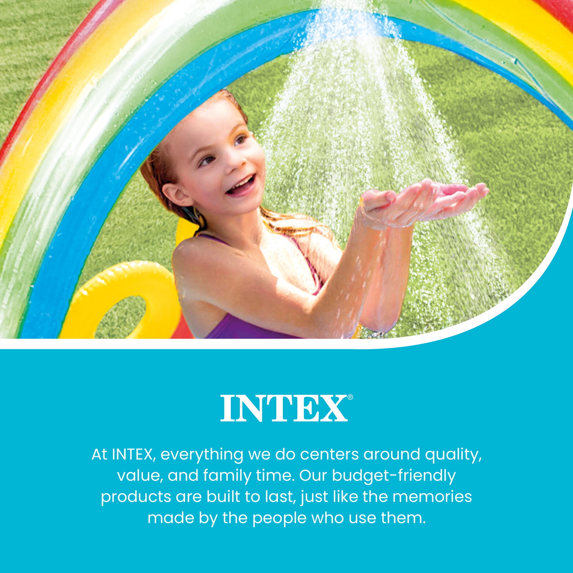 Intex, Inflatable Pool, 9.75 x 6.3 Ft Rainbow Slide, Multicolor
