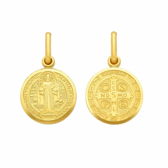 18K Solid Yellow Gold San Benito Medal 15 mm