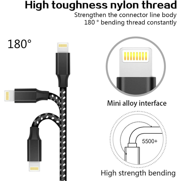 iPhone Charger Cable Lightning Cable 3Pack 3M Nylon Braided Fast