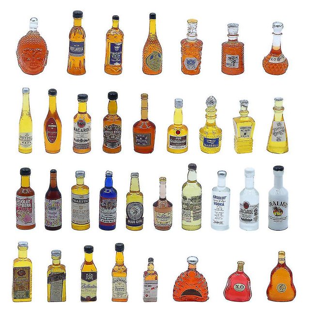 50 piezas 49 Botellas de vino extranjeras mezcladas al azar Botella de vino extranjera Botella de vino en miniatura de alta simulación Cubo de hielo de bricolaje Luz de noche Material hecho