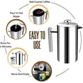 thumbnail image 4 of Utopia Kitchen 304 Grade Stainless Steel French Press Coffee Maker, 34 Oz, Double Wall Insulated, 4-Level Filtration System, Includes 2 Extra Filters, Rust-Resistant, Dishwasher Safe, 4 of 7
