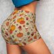 thumbnail image 4 of Balery Fall Autumn Pantalones cortos de entrenamiento estampados para mujer, sin costuras, ajustados, para gimnasio, yoga, correr, deportes, ejercicio activo, fitness.-XX-Large, 4 of 8