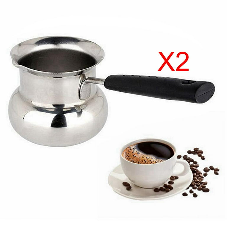 Solid Hammered Stainless Steel Turkish Greek Maker Coffee Pot with Hob with  Handle Long Handle,, 350ml