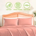 thumbnail image 4 of 6-Piece Bed Sheet Set – Soft Microfiber | 45cm Deep Pocket Fitted Sheet | Cooling, Wrinkle-Free, All-Season Comfort | Includes 1 Flat Sheet, 1 Fitted Sheet, 4 Pillowcases - Coral - King, 4 of 5