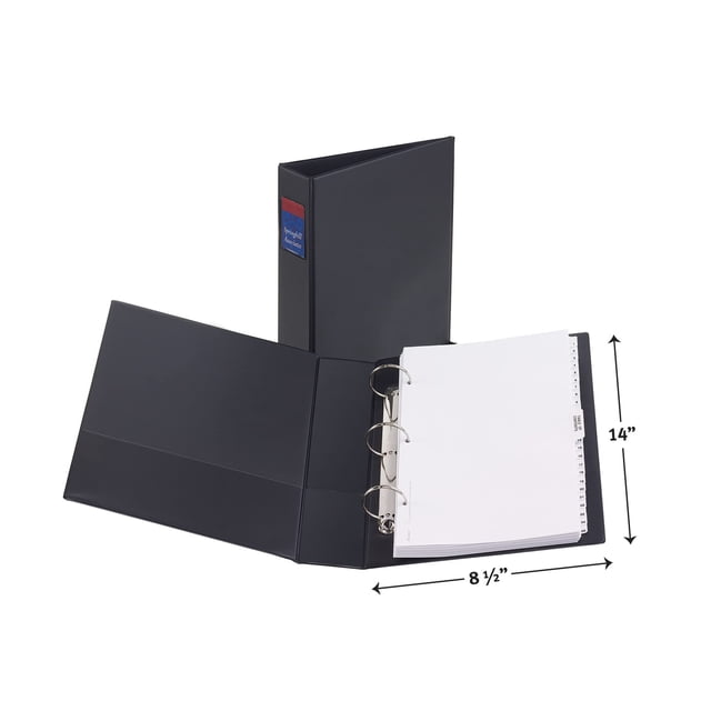 Binder Avery, tamaño legal, duradero, 3 anillas y 2 anillos redondos, color negro