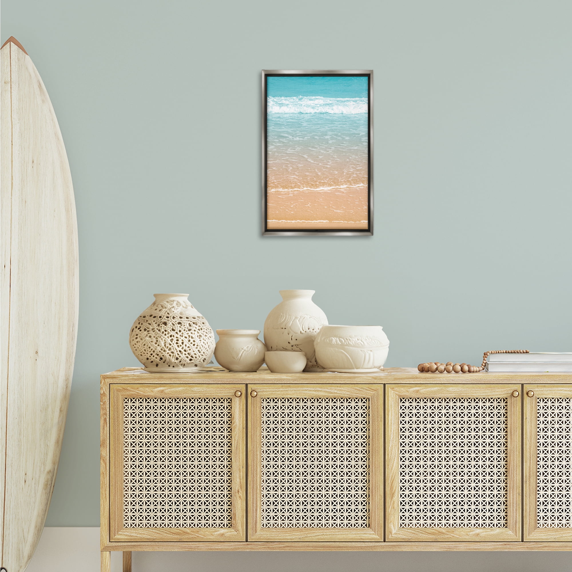 Stupell Industries Clear Summer Waters Nautical & Beach Photography Gray Floater Framed Canvas Art Print Wall Art, 17 x 25