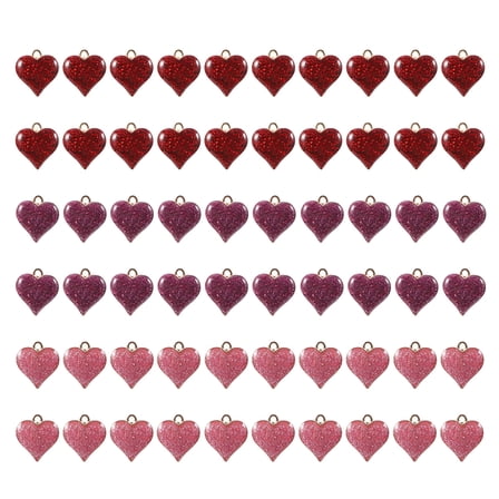 CRILSTYLEO Glitter Alloy Heart Charms 60 Pcs for DIY Jewelry Making Assorted Colors