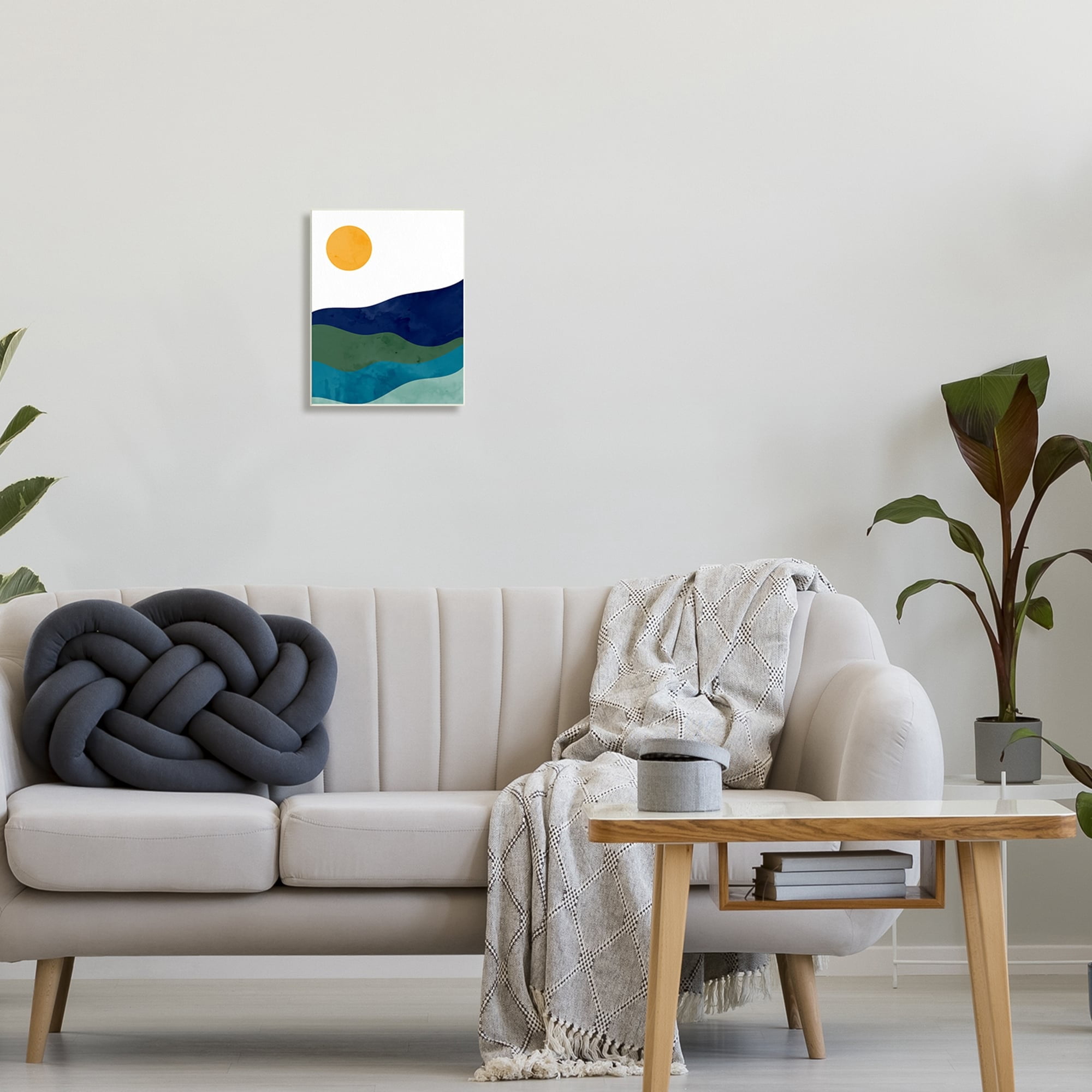 Stupell Industries Abstract Hills Landscape Layered Stripes Sun Shining Graphic Art Unframed Art Print Wall Art, Design by Kim Allen