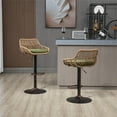 thumbnail image 6 of Swivel Bar Stools Set of 2 Adjustable Counter Height Bar Stools, Retro PE Rattan Bar Chair Upholstered Barstools with Footrest and Metal Base for Home Pub Kitchen Island and Dining Room, Green, 6 of 7