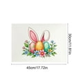 thumbnail image 3 of Tumdkd Easter Placemat Set of 2, 17x9 Inch White Linen Woven Table Mats, Heat Resistant Non-Slip Washable Bunny Egg Design, Heavy Duty Dining Table Decor for Spring Holiday, 3 of 6