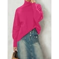 thumbnail image 2 of KelaJuan Women Turtleneck Sweater Casual Long Sleeve Solid Color Loose Fit Knitwear Winter Knit Pullover Tops, 2 of 6