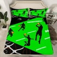 thumbnail image 2 of Erosebridal Teens Basketball Sheet Set Twin, Green Bedding Sets Twin Size, Modern Ball Sports Decor 3pcs, 2 of 7