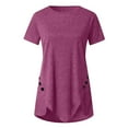 thumbnail image 5 of XMMSWDLA Women's Short Sleeve Scoop Neck Button Side T Shirts Loose Fitting Tunic Solid Color Tops Blouse Womens T Shirts, 5 of 5