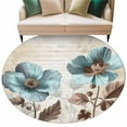 thumbnail image 2 of Spring Floral Vintage Round Rugs 8ft, Retro Teal Tulips Botanical Summer Non Slip Washable Rug Runner, Low Pile Indoor Floor Carpet Mat Bathroom Rugs for Living Room, Bedroom, Kids Room, 2 of 9