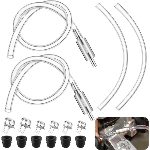2 Pack Brake Bleeder Hose, Motorcycle Brake Bleeder Kit with Nozzle Cap & Clamp, One Way Check Valve Tube Bleeding Tools for Hydraulic System Bleeding, Car Clutch Fluid Replacement Hose