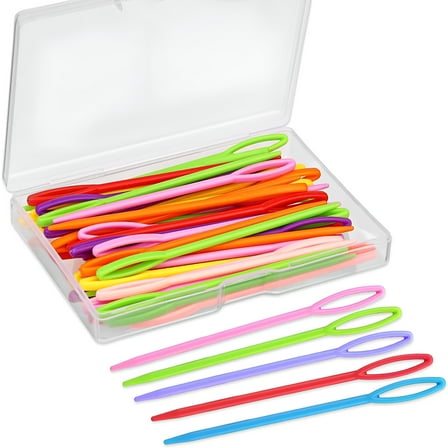 VANIDO 50PCS Plastic Sewing Needles,Large Eye Plastic Yarn Needles for Kids,9cm/3.54inch Plastic Needles for Yarn and Craft Plastic Embroidery Needle for DIY Sewing Handmade Crafts