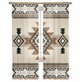 thumbnail image 2 of Brown Southwestern Semi Sheer Curtains 84 Inch Length 2 Panels Set, Boho Ethnic Geometric Farmhouse Sheer Kitchen Curtain Privacy Voile Window Curtain for Living Room Bedroom Rod Pocket Drapes, 2 of 7