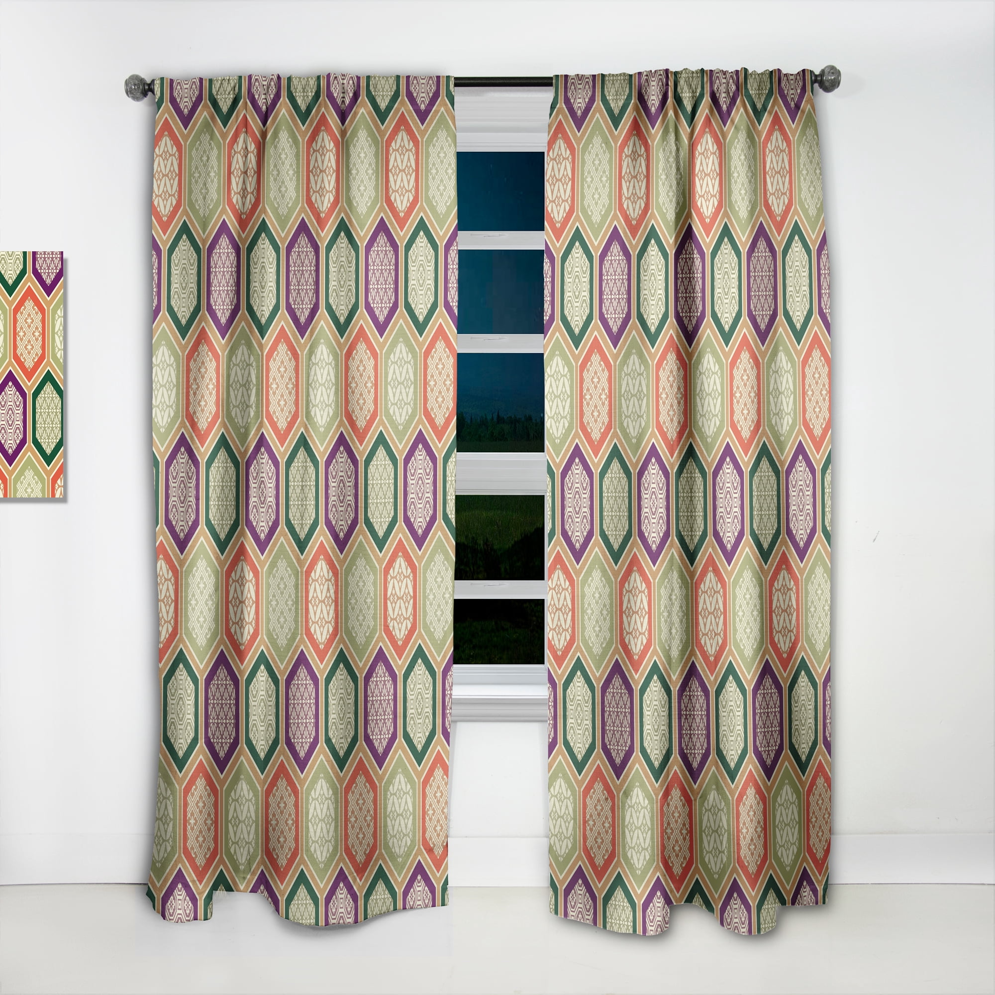 Designart 'Colorful Honeycomb Pattern III' Modern & Contemporary Curtain Panel
