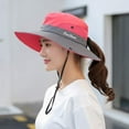 thumbnail image 4 of Women's Outdoor UV Protection Foldable Sun Hats Mesh Widebrim Beach Fishing Hat with Ponytail Hole, 4 of 8