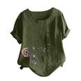 thumbnail image 3 of Yuncity Womens Linen Tops Casual Loose Cotton Short Sleeve T-Shirt S-2Xl, 3 of 5