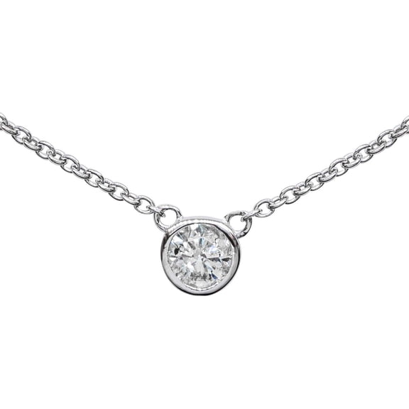SuperJeweler 1/3 Carat Bezel Set Diamond Solitaire Necklace In Sterling Silver, 16-18 Inches For Women