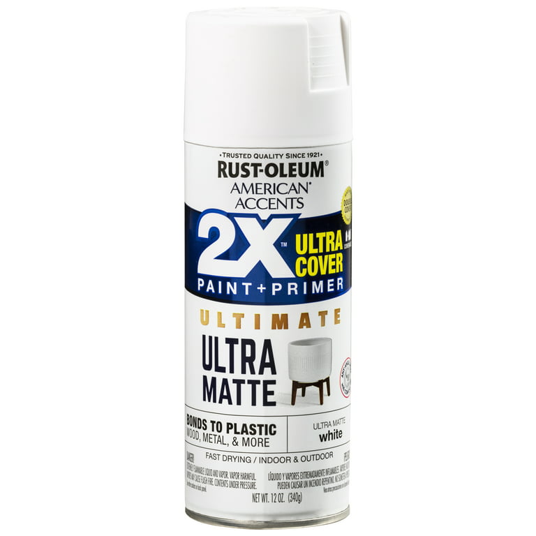 White, Rust-Oleum American Accents 2X Ultra Cover Ultra Matte Spray Paint,  12 oz