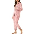 thumbnail image 4 of INSPIRE CHIC Women's Pajama Sets Sleepwear Button Down Soft Night Suit Lounge Sets XS Pink, 4 of 7