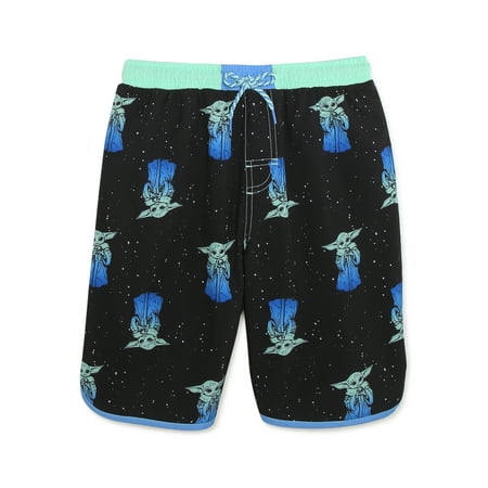 Star Wars The Mandalorian Boys Baby Yoda Swim Trunk, Sizes 4-12