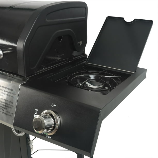 Grill Boss 4-Burner Gas Grill with Side Burner, Cover