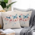 thumbnail image 3 of Outdoor Pillow Cover Blue Butterfly Set of 2 Waterproof Throw Pillowcases Watercolor Pink Floral Decorative Patio Furniture Pillows for Couch Garden Indoor & Outdoor Use, 3 of 9