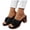 Black, variant on Womens Orthopedic Platform High Heels Sandals Bohemian Flower Peep Toe Chunky High Heels Dress Slip on Shoes