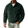 thumbnail image 6 of Stralyhd Mens Corduroy Jacket Turn Down Collar Long Sleeve Vintage Button Front Trucker Jacket Casual Fall Jacket with Pockets Army Green 3XL, 6 of 7