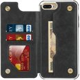 thumbnail image 5 of Wallet Case with Card Holder for iPhone7Plus iPhone8Plus,PU Leather Flip Case with Snap Button,Protective Bumper Phone Cover[Shockproof] Back Flip Cover with Lanyard Card Pocket-Black, 5 of 7