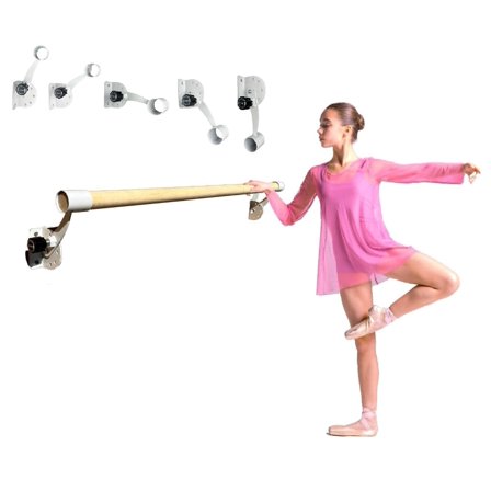 Ballet Barre 12' Ft Long Wall 3 Section 2" Bar 5 Level Adjustable BLACK Brackets