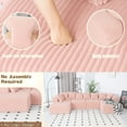 thumbnail image 4 of 130" Cloud Couch, Pink Modern Sectional Couch for Living Room, U-Shaped Sofa with Chaise Lounge, Striped Corduroy Upholstery, 4-Seater, Pillow Back, 4 of 9