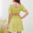 thumbnail image 3 of Gibobby Vestido casual de verano para mujer Nuevo vestido informal de manga corta con cuello cuadrado de color liso para mujer(Amarillo,G), 3 of 5