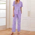 thumbnail image 2 of Tnhcen Women's 2 Piece Pajama Set Short Sleeve Top Pants Lounge Sets Summer Ladies Pjs Homewear Sets S-2XL, 2 of 6