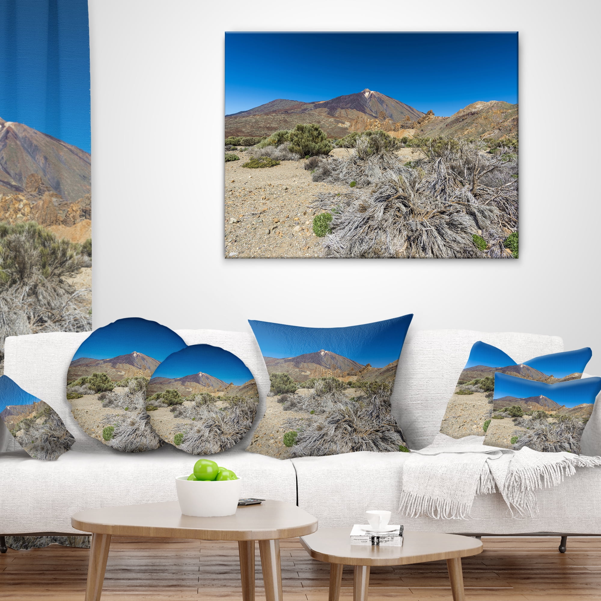Designart Caldera of the Volcano Teide - Contemporary Landscape Printed Throw Pillow - 16x16