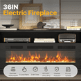 thumbnail image 6 of Sonegra Fireplace TV Stand with 36" Electric Fireplace, Mid Century Modern Entertainment Center with Led Lights for 80" TVs , Wood Media Console with Slatted Sliding Doors for Living Room, Black, 6 of 8