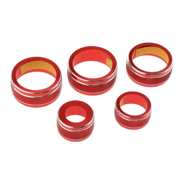Cubiertas Del De La Perilla Del Enchufe Del Aire Acondicionado Del Coche 5pcs Para Camry 18 rojo Soledad Cubiertas del anillo de la perilla de aire acondicionado