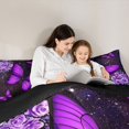 thumbnail image 5 of Homewish Kids Children Flying Butterflies 3 Pieces Queen Comforter Set,Bling Starry Sky Glitter Ultra Soft Bedding Sets,Chic Floral Flowers Rose Bedding Comforter Set Breathable, 5 of 8