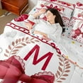 thumbnail image 4 of Castle Fairy Female Men Personalized Initial M Bedding Comforter Set 7pcs,Romantic Love Heart Queen Bedding Sets Super Cozy,Cute Ribbon Bow Knot Queen Sheet Sets,Microfiber Bedroom Decor,Reversible, 4 of 8