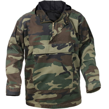 Camo Anorak Hoodie Military Parka Outdoor Army Tactical Sweatshirt Multi-Pocket - Woodland Camo /
