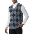 thumbnail image 4 of INSPIRE CHIC Men's Vests Argyle Knit Slim Fit Sleeveless Contrast Color Pullover Vest M Dark Gray, 4 of 7