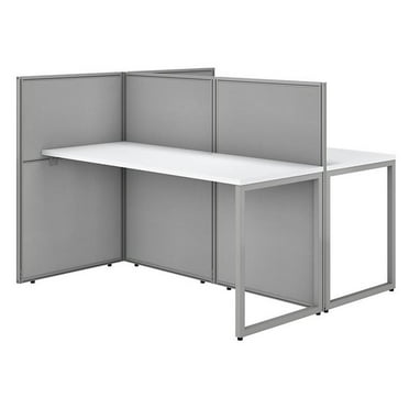 Pemberly Row 60W 2 Person Engineered Wood Cubicle Desk with 45H Panels in White